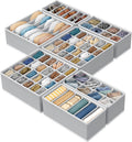 SIMPLE HOUSEWARE Closet Underwear Organizer Drawer Divider Assorted 7 Pieces, Gray