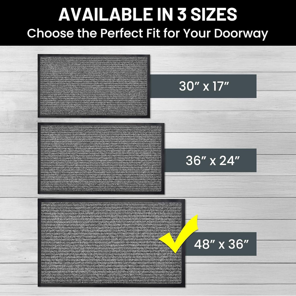 Sierra Concepts Front Door Mat X-Large Welcome Floor Mats - Entryway Indoor Outdoor Entrance Doormat, Patio, Porch, Muddy Dog Shoe, Inside Outside Low Profile 48x36in, 2-Pack Battleship Gray