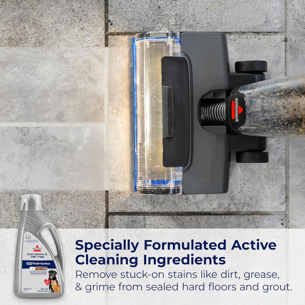 Bissell CrossWave PET PRO OXY Multi-Surface Formula, 4019G, 80 oz, Removes Stuck-On Stains like Dirt, Grease, and Grime from Sealed Hard Floors and Grout, Patented Odor Elimation Technology