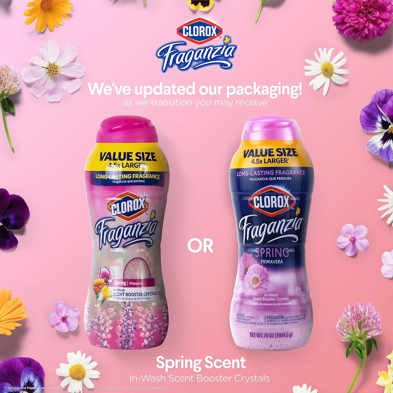 Clorox Fraganzia Laundry Scent Booster Crystals in Spring Scent - Scented In-Wash Freshener Beads for Fresh, Clean, Great Smelling Clothes and Linens, 70 Oz - 6 Pack