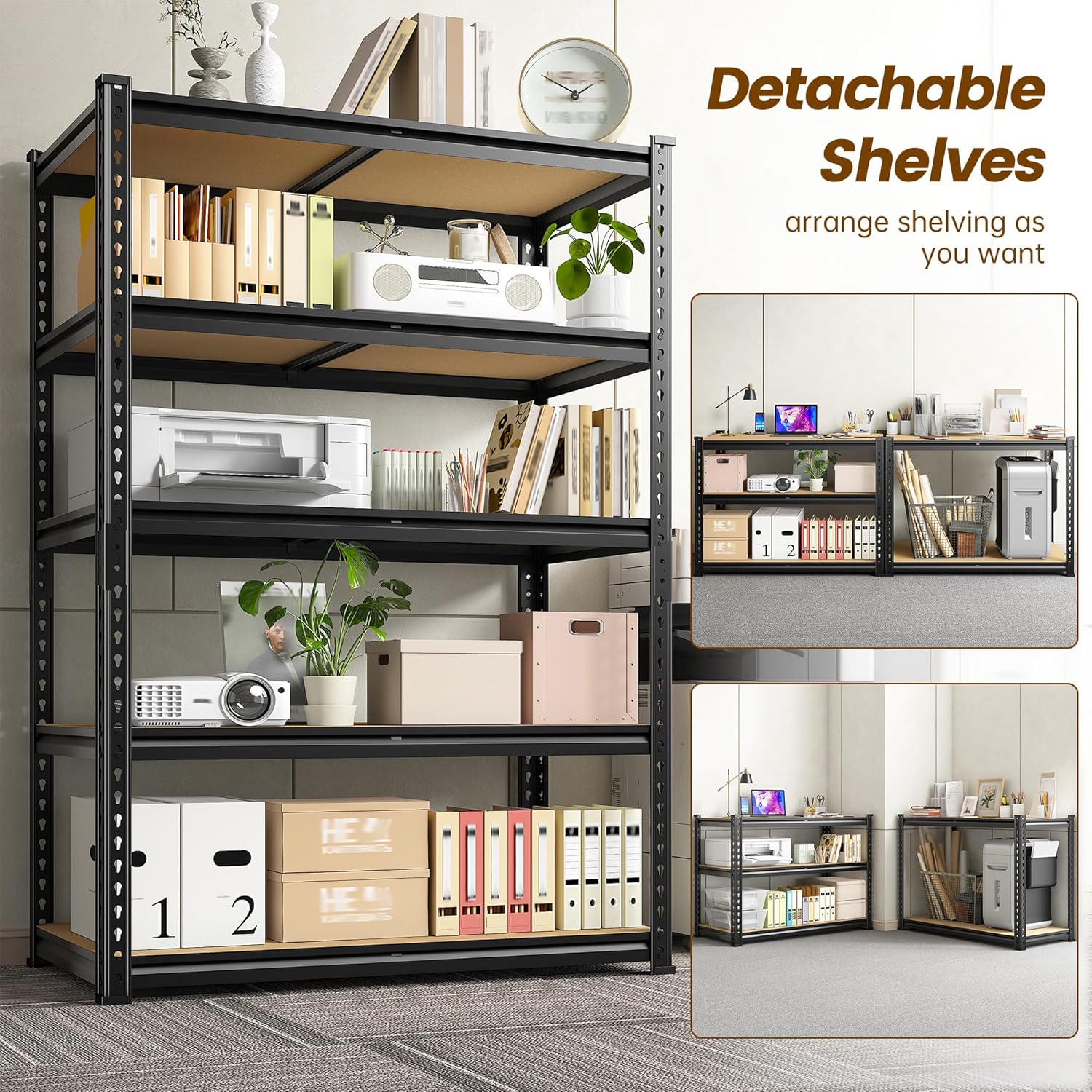 1980LBS Storage Shelves, 5-Tier Adjustable Pantry Shelves, Metal Shelving Unit for Kitchen, Pantry, Closet, Laundry, Garage,72.06" H x 35.55" W x 11.81" D