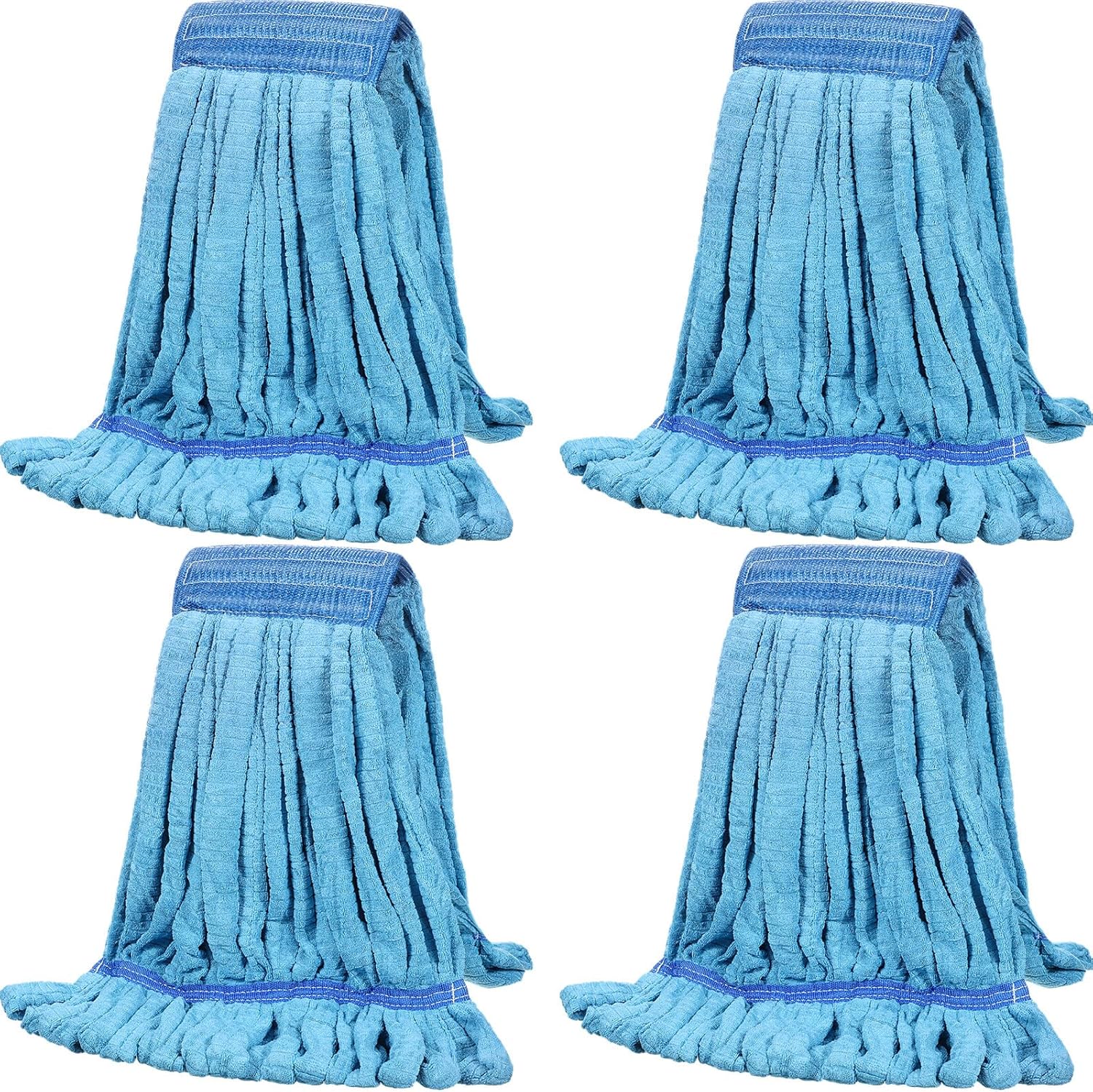 Lallisa 4 Pcs Commercial Mop Head Replacement Tube Microfiber Industrial Looped End Mop Heads Refill for Floor Cleaning for Home Commercial Industrial Use(Large,Blue)