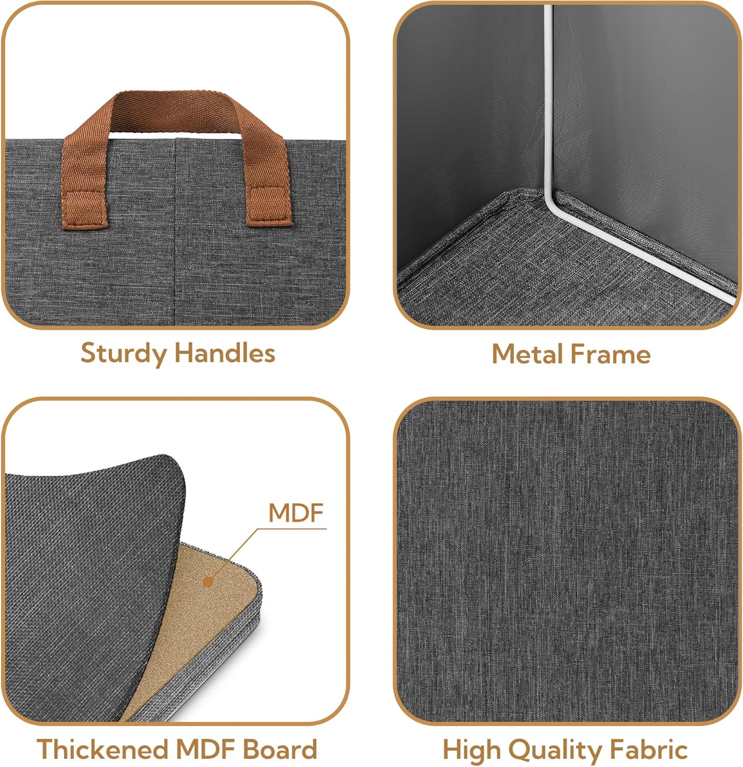 GRANNY SAYS Closet Storage Baskets, Collapsible Fabric Storage Bins with Metal Frame, Clothes Organizer Bins, Large Baskets for Shelves, Dark Gray, 4-Pack