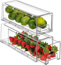 Sorbus Small Wide Clear Storage Drawers (2 Pack) – Stackable Storage Drawers for Pantry, Fridge, or Cabinet – Slide Out Clear Bins with Handles for Organizing