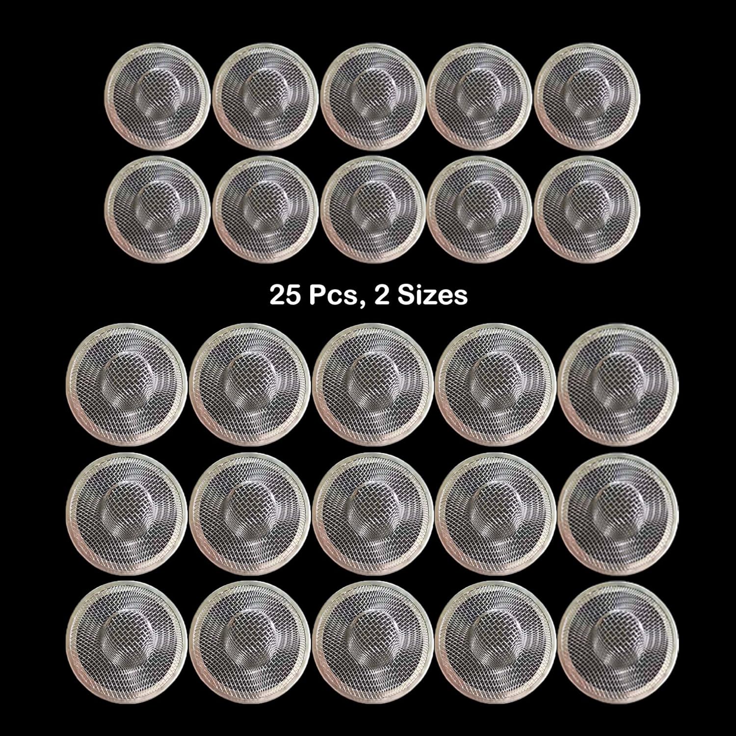 25PCS Bathroom Mesh Sink Drain Strainer, 2.75" & 2.125'' Stainless Steel Slop Basket Filter Trap, Mesh Tub Strainer Bathtub Drain Filter Screen for Bathroom Bathtub Laundry Lavatory Balcony RV Utility