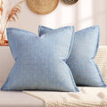 ZWJD Pillow Covers 16x16 Set of 2 Soft Polyester Textured Pillow Covers with Stylish Flange Edge Cozy Farmhouse Throw Pillows for Couch Bed Sofa Living Room