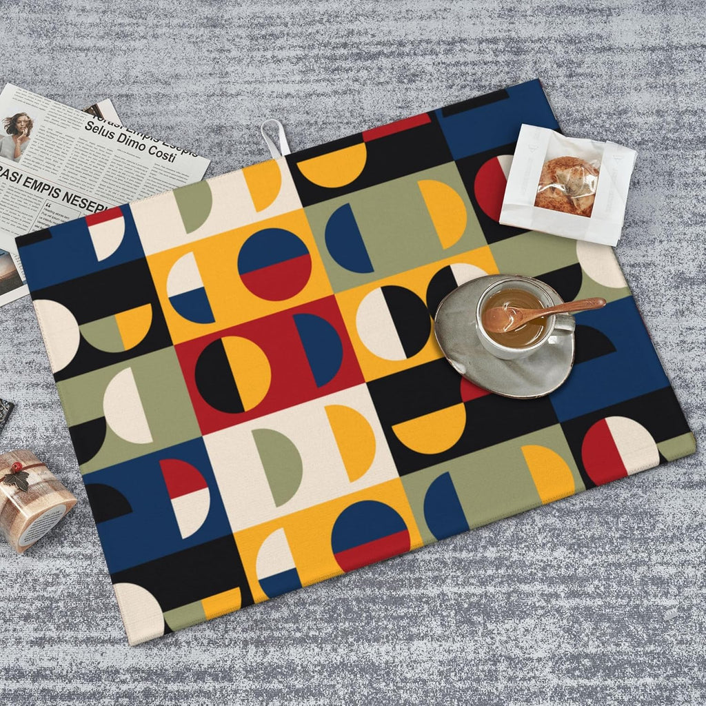 Retro Mid Century Modern Kitchen Drying Mat Microfiber Dish Drainer Mat for Kitchen Counter Absorbent Reusable Washable 18x24 Inch