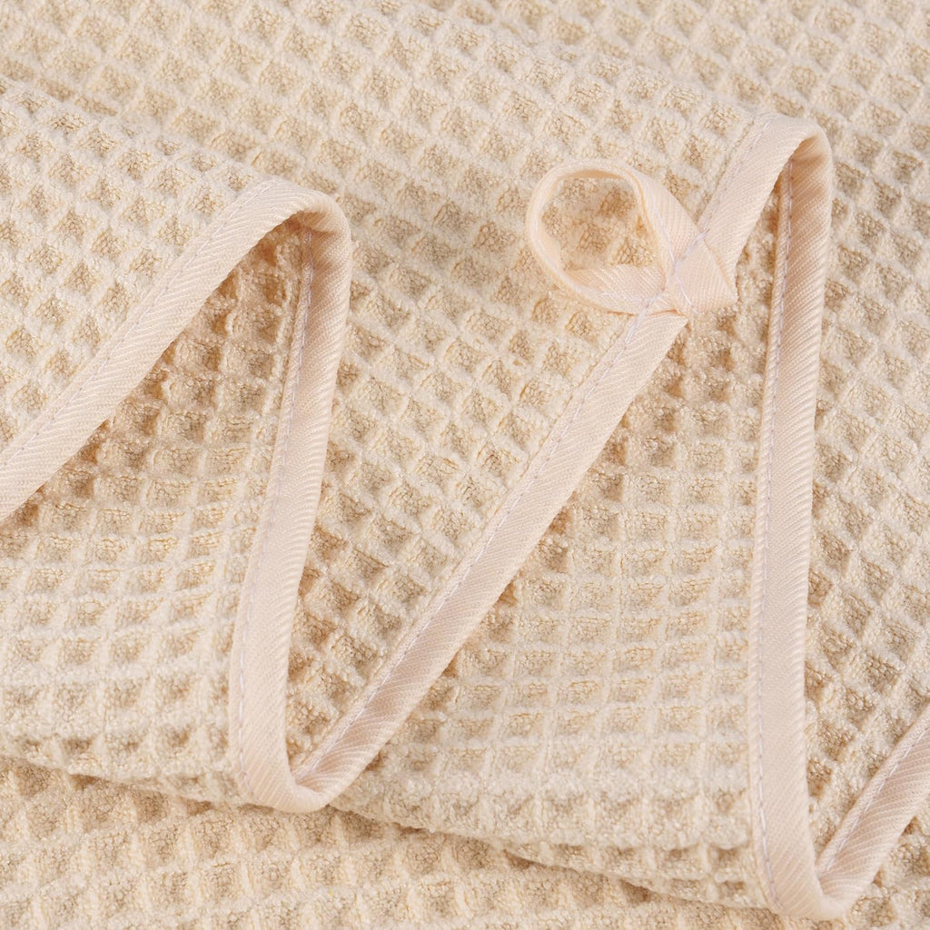 POLYTE Microfiber Oversize Quick Dry Lint Free Bath Towel, 60 x 30 in, 4 Pack (Waffle Weave)