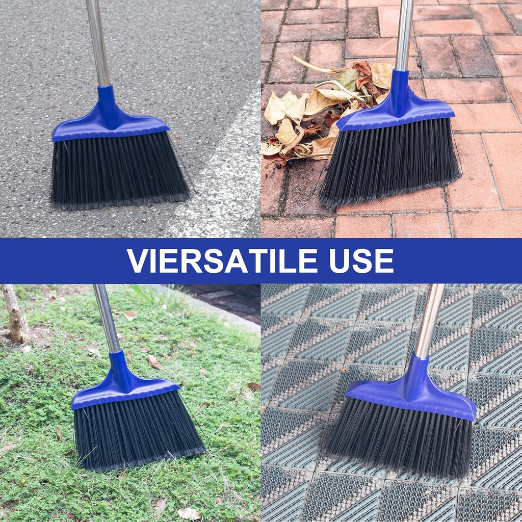 Kefanta 6 Pack Heavy Duty Broom Indoor/Outdoor Commercial Brooms Angle Broom 53 inches for Courtyard Garage Restaurant Lobby Patio Shop Home Kitchen Office Floor