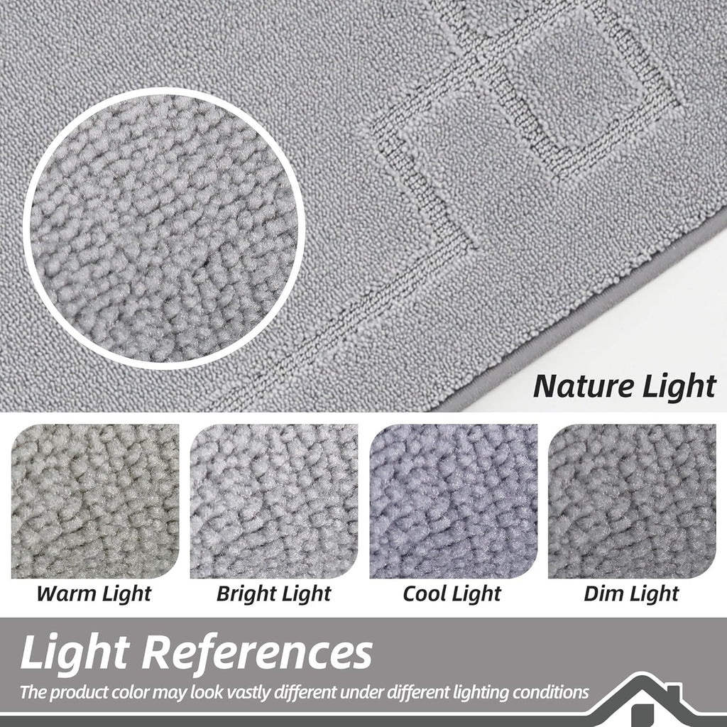 BEQHAUSE Door Mat 24" x 36", Non-Slip Door Mats Indoor Entryway Rugs Washable Low-Profile Absorbent and Stain Resist Floor Mats, Dog Door Mat for Front Back Door, Muddy Wet Shoes & Paws, Light Grey