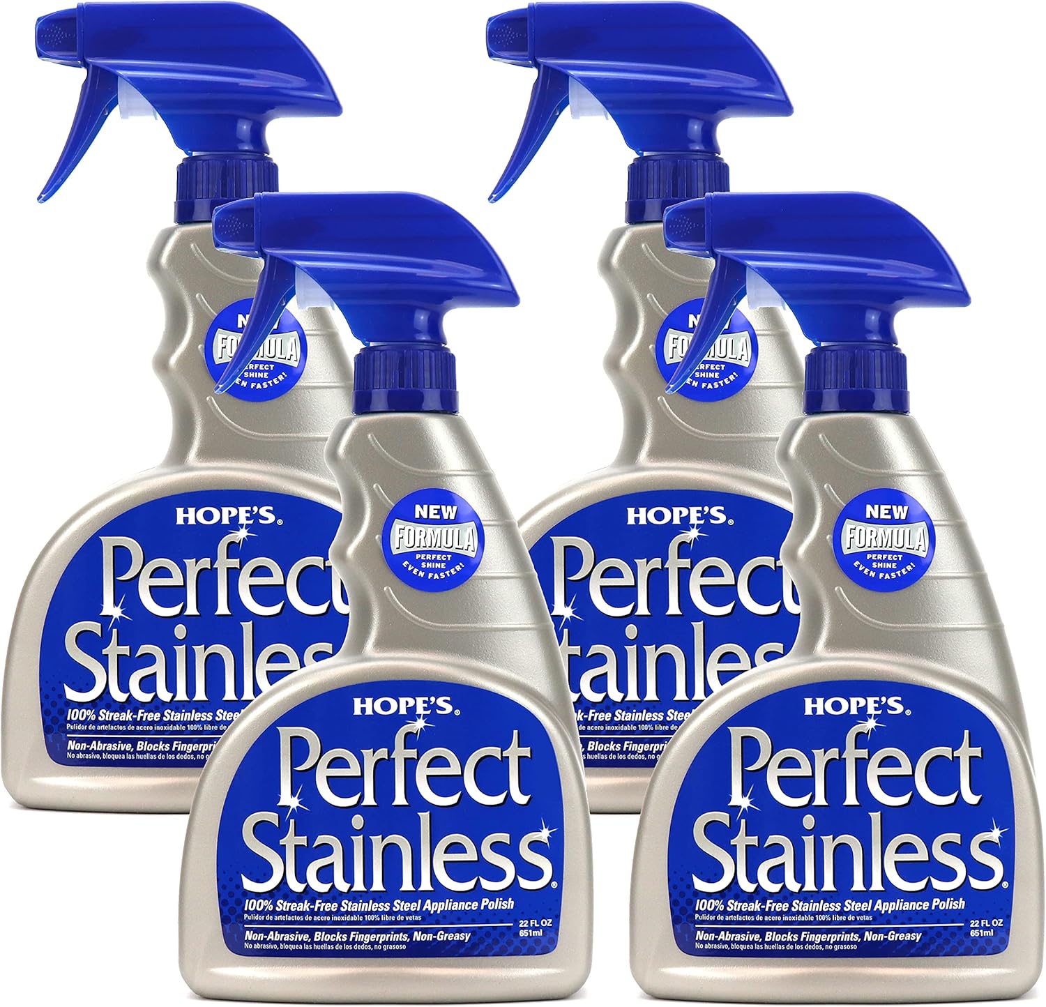 HOPE'S Perfect Stainless Steel Cleaner 22-Ounce, Streak-Free Self-Polishing Formula, Blocks Fingerprints, Pack of 4, 22 Ounce