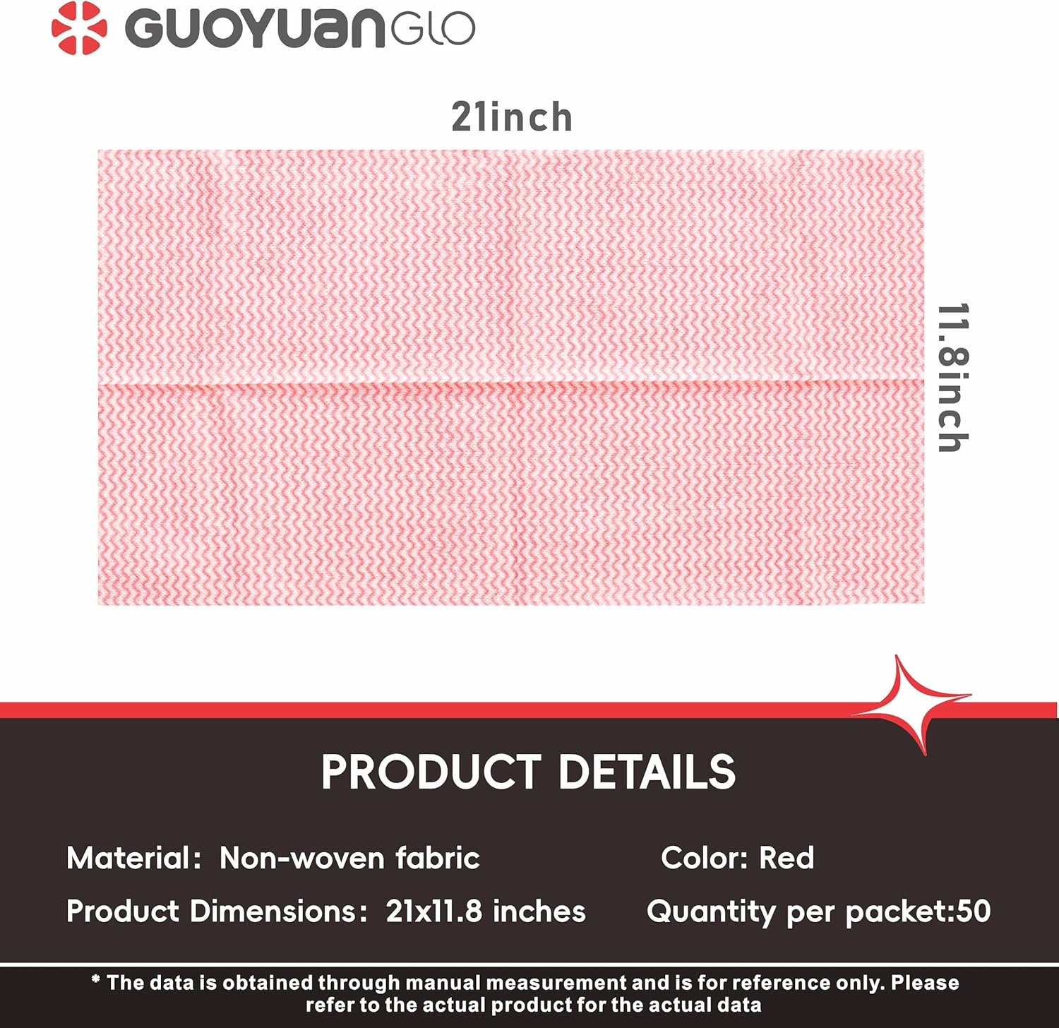 Disposable Dish Cloths Disposable Cleaning Towels Heavy Duty Reusable Cleaning Cloths Dish Rags for Kitchen,11.8 x 21 inches - 50 Counts/Pack,Red