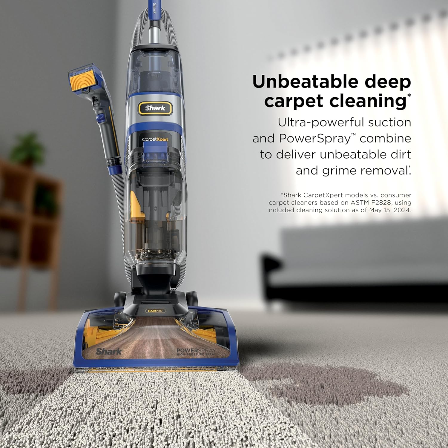 Shark CarpetXpert HairPro Upright Carpet, Area Rug & Upholstery Cleaner with Spot & Stain Remover, Perfect for Pets, Carpet Shampooer, 2 Cleaning Tools, Pet Cleaning Solution, Cobalt, EX251BRN