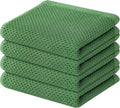 Homaxy 100% Cotton Waffle Weave Kitchen Dish Towels, Ultra Soft Absorbent Quick Drying Cleaning Towel, 13 x 28 Inches, 4-Pack, Grass Green