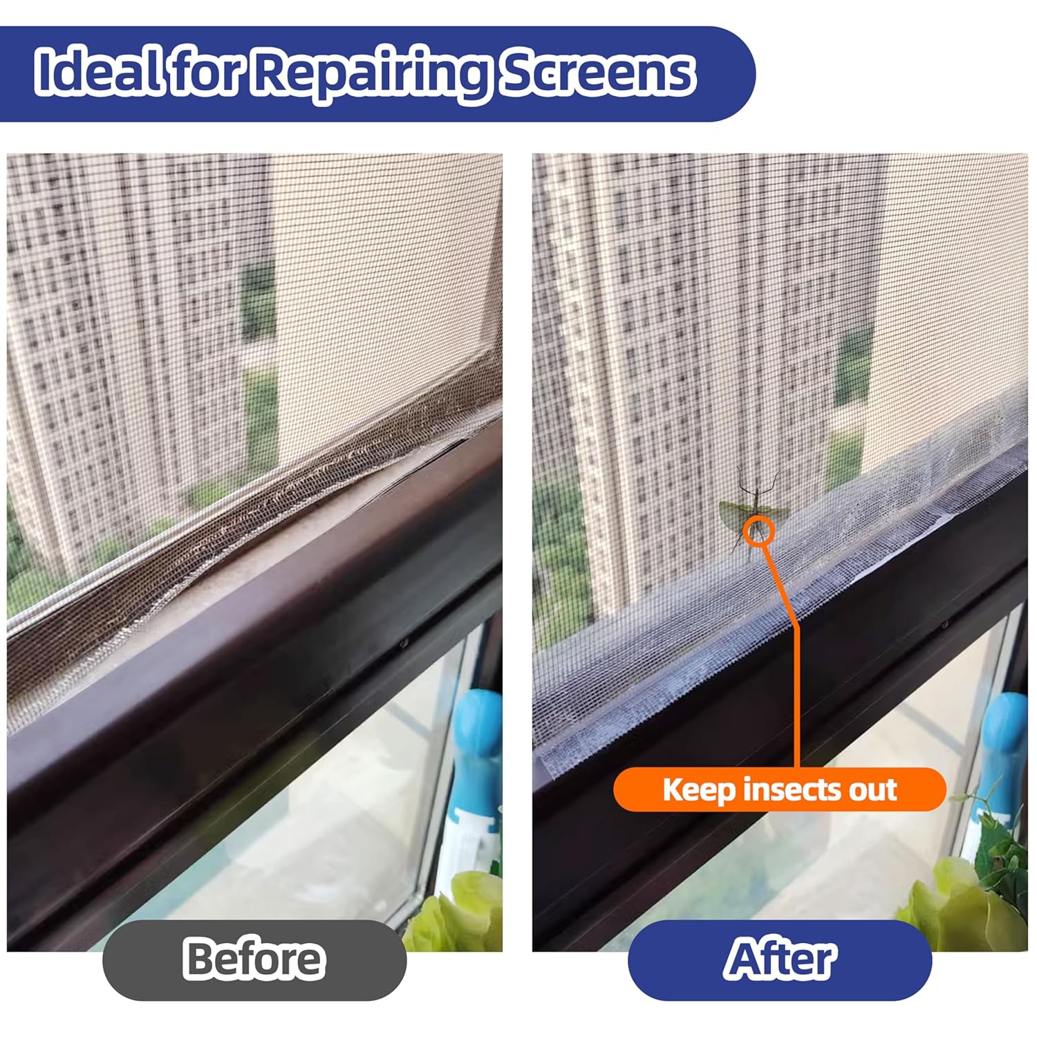 KING MOUNTAIN Grey Window Screen Repair Tape,3inX40FT Heavy Duty Screen Repair Kit for Window Screen and Screen Door Tears Holes,Strong Adhesive & Waterproof Window Screen Patch