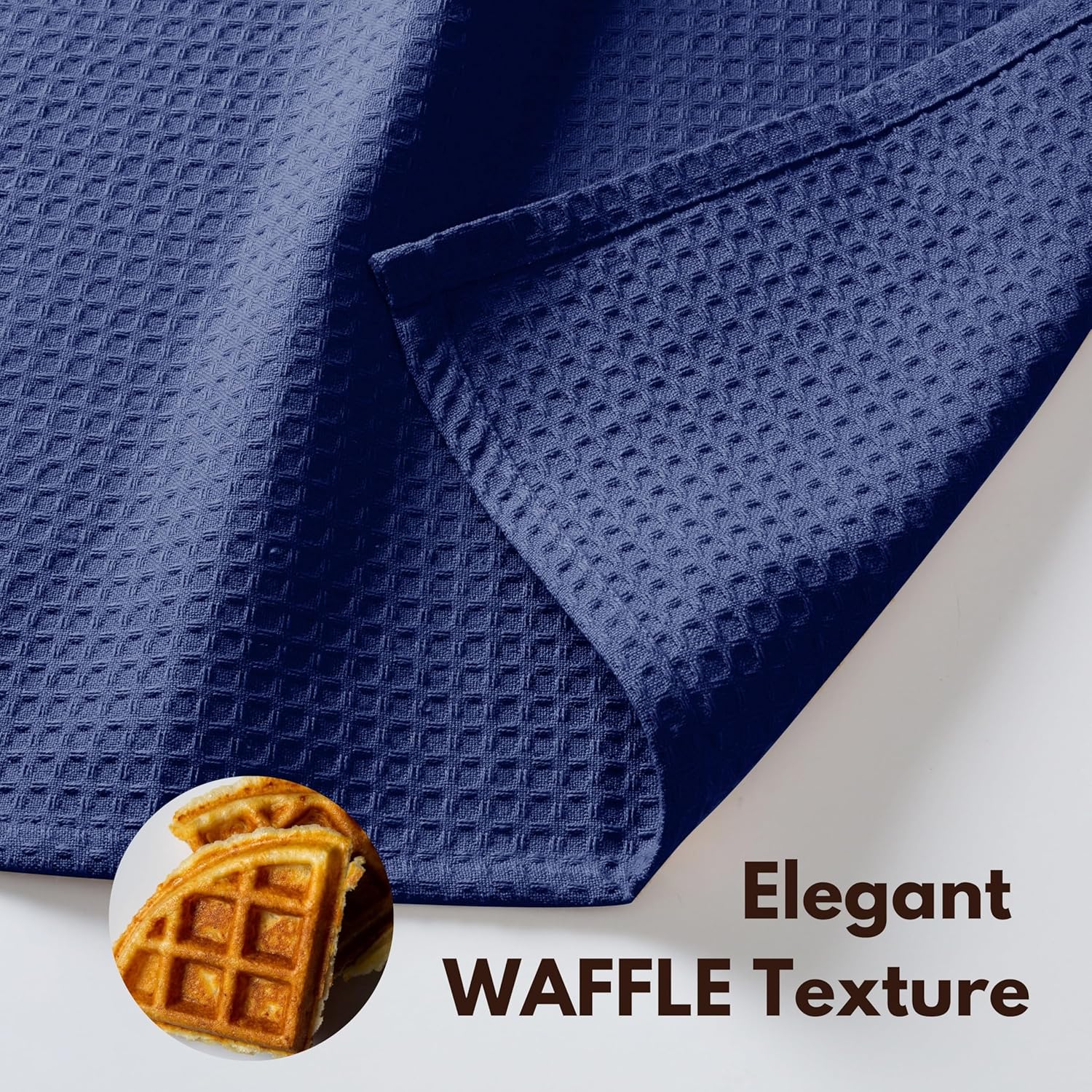 Native Fab Waffle Kitchen Towel - 6 Pack - Absorbent Dish Towel for Cleaning, Drying, and Cooking - 100% Cotton Durable Kitchen Essential for Home Use, Quick Drying Towels, 16x26 inches - Ink Blue