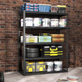 72" H Garage Shelving, Metal Storage Shelves, Adjustable 5 Tier Storage Rack, Heavy Duty Shelving, Industrial Utility Shelf for Garage, Warehouse, Bedroom, Kitchen, 24" D×48" W×72" H, Black