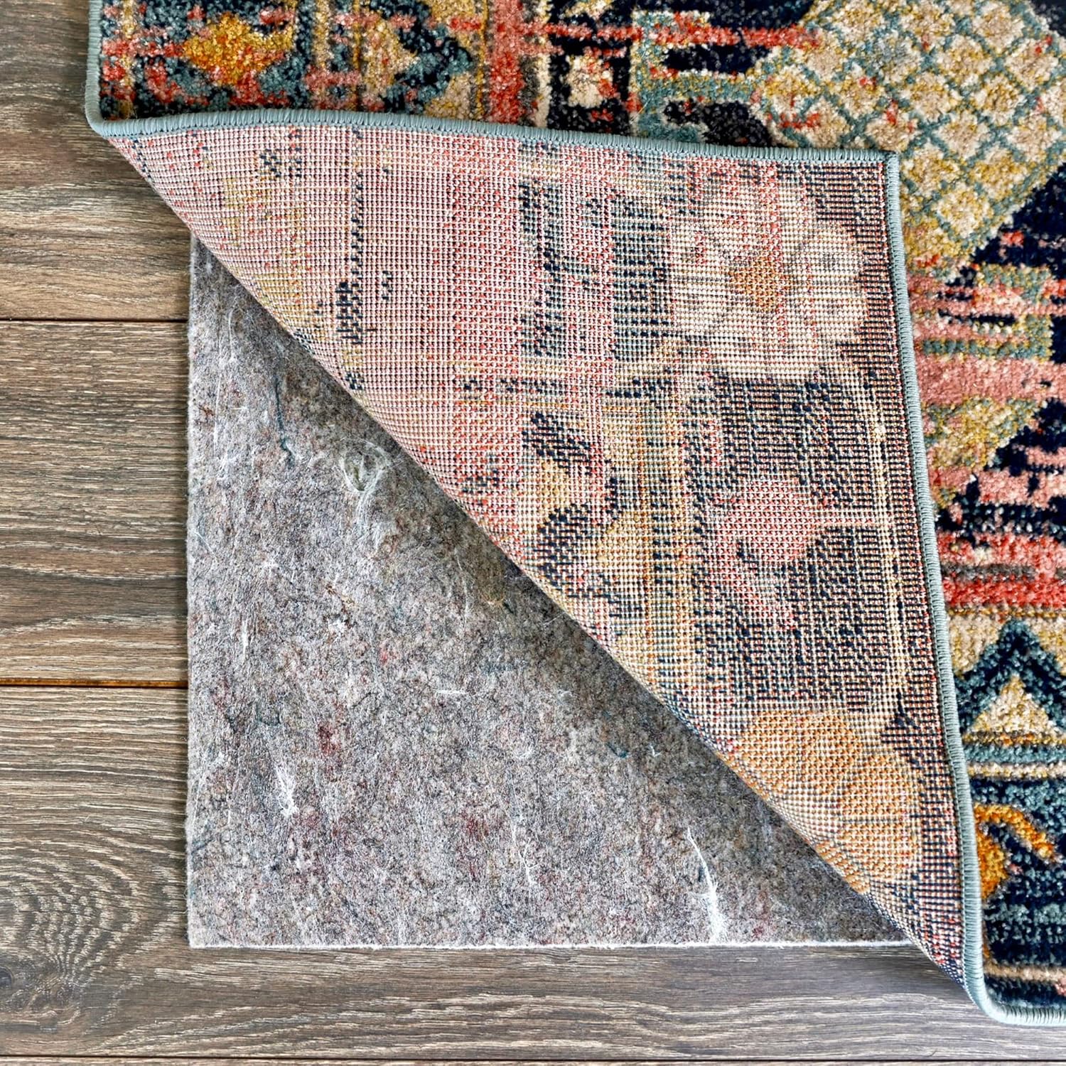 RUGPADUSA - Dual Surface - 10'x12' - 1/8" Thick - Felt + Rubber - Non-Slip Backing Rug Pad - Adds Low-Profile Comfort and Protection