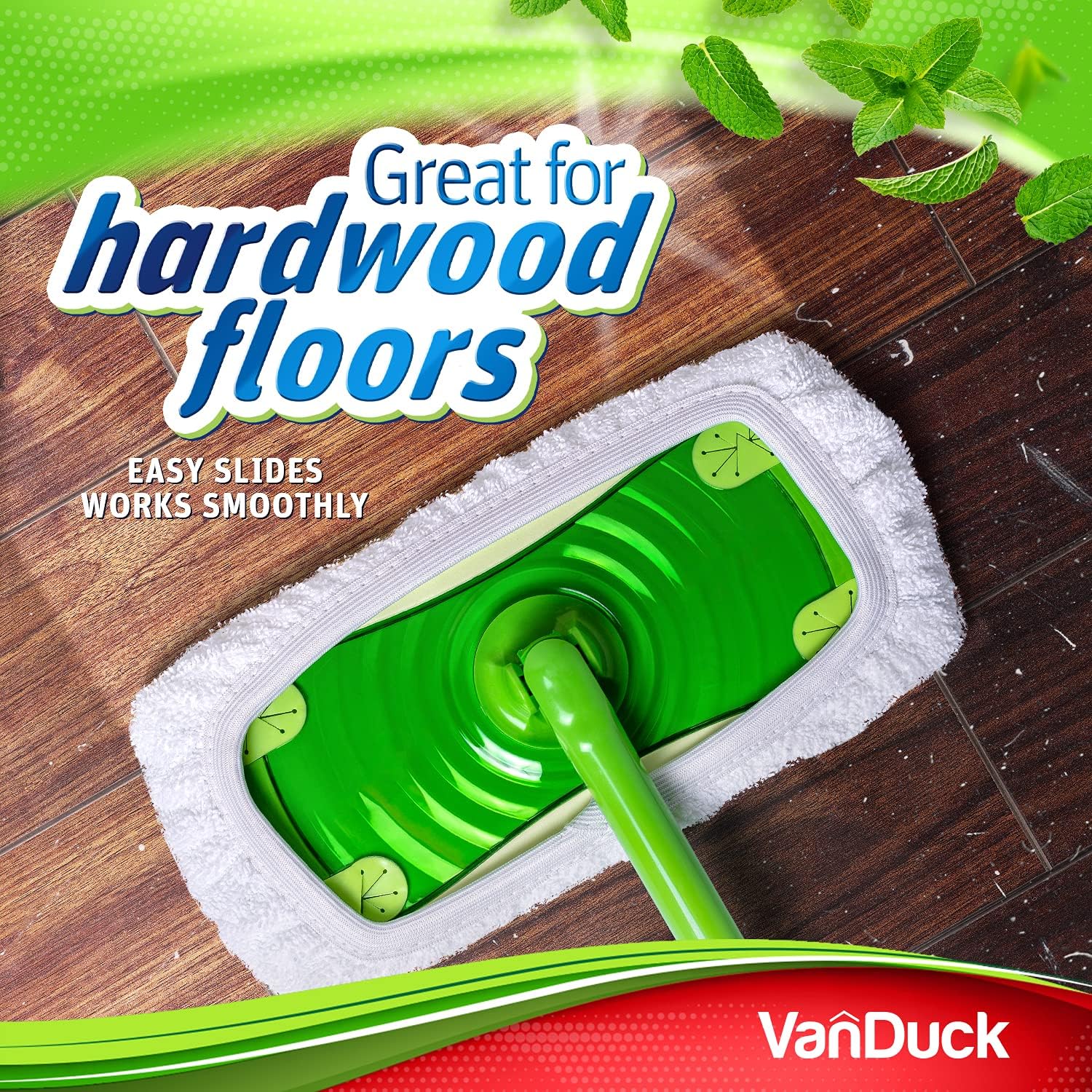 VanDuck Reusable 100% Cotton Mop Pads Compatible with Swiffer Sweeper (2-Pack), Terry Cloth Mop Covers Washable for Wet Mopping and Floor Cleaning (Handle is Not Included)