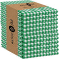 Native Fab Set of 12 Gingham Mini Check Kitchen Towels 16"x26" - Cotton Dish Towels - Soft Absorbent Hand Towels with Hanging Loop, Washcloths for Quick Drying, Cleaning - Green White