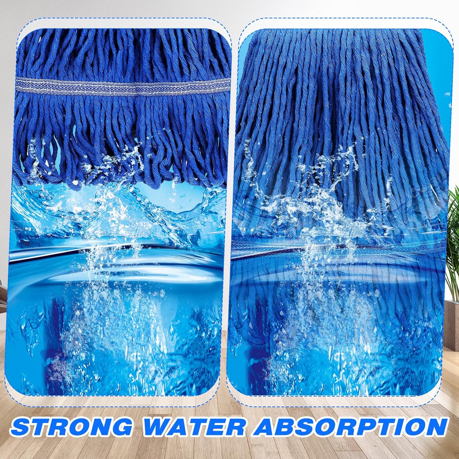 Roshtia 30 Pieces Commercial Mop Head Replacement Floor Cleaning Wet Mop Heads Heavy Duty Large Cotton String Sweeper Refills for Industrial Home Use (Multicolor)