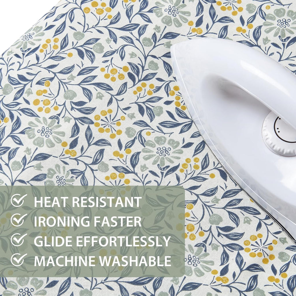 Seiritex Over The Door Ironing Board Cover 14 x 42 inch, Thick Padding and Heat Reflective with Hook and Loop Fasteners, 3 Layers Iron Board Cover (Flora)