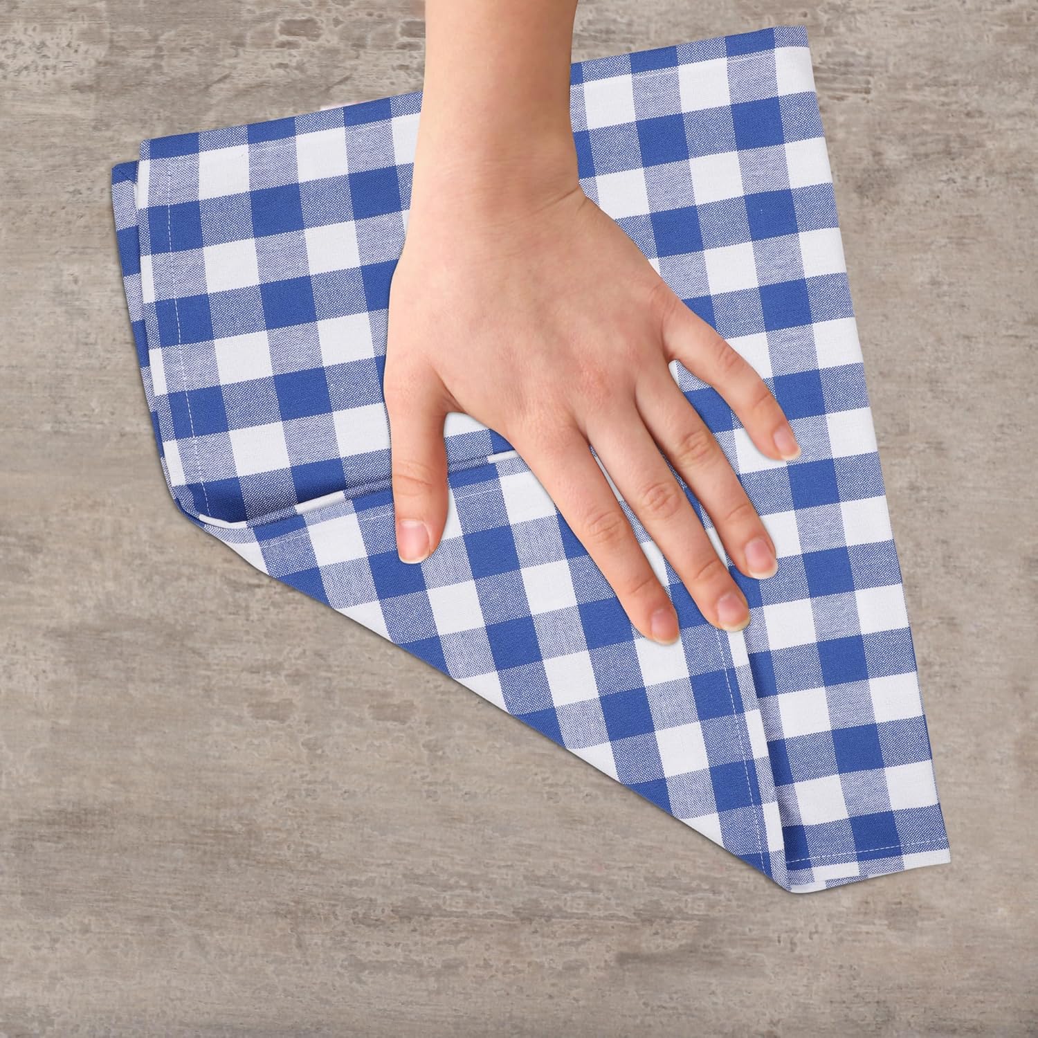 Kitchen Towels Set of 6 Soft Premium Cotton Highly Absorbent Dish Towels 18x28 Inches, Washable & Reusable Tea Towel, Quick Drying Dish Cloths with Hanging Loop - Blue/White, Checks