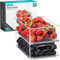 Sorbus Stackable Refrigerator Organizer Bins - Clear Storage Bins for Kitchen Pantry, Freezer & Fridge Organization - Food Organizing Plastic Containers with Handles for Countertops & Drawers (2 Pack)