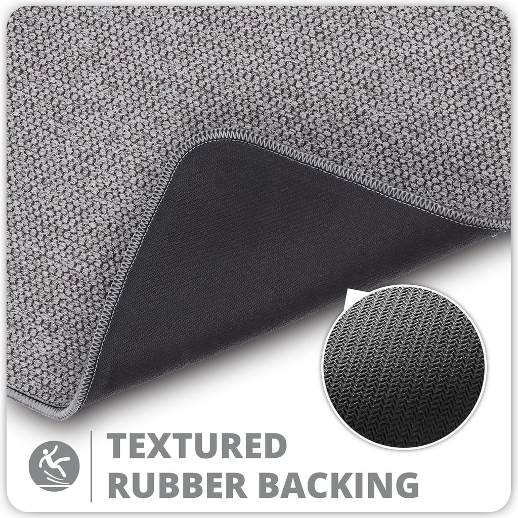 Bath Mat,Ultra Thin Bathroom Rugs,Rubber Bath Mats for Bathroom,No Slip Bath Rugs,Quick Dry,Machine Washable,Low Pile,Absorbent,Shower Outside,Sink,Home Decor Accessories.Grey,2'x3'(24x36inch)
