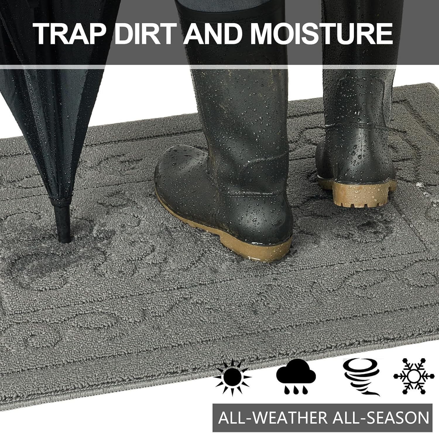 FONEYI Indoor Door Mat 32" x 40", Dirt Trapper Door Mats Non-Slip Entryway Rugs Washable, Absorbent Resist Dirt Welcome Mat, Low Profile Inside Floor Mats for Front Back Door and Entryway, Light Grey