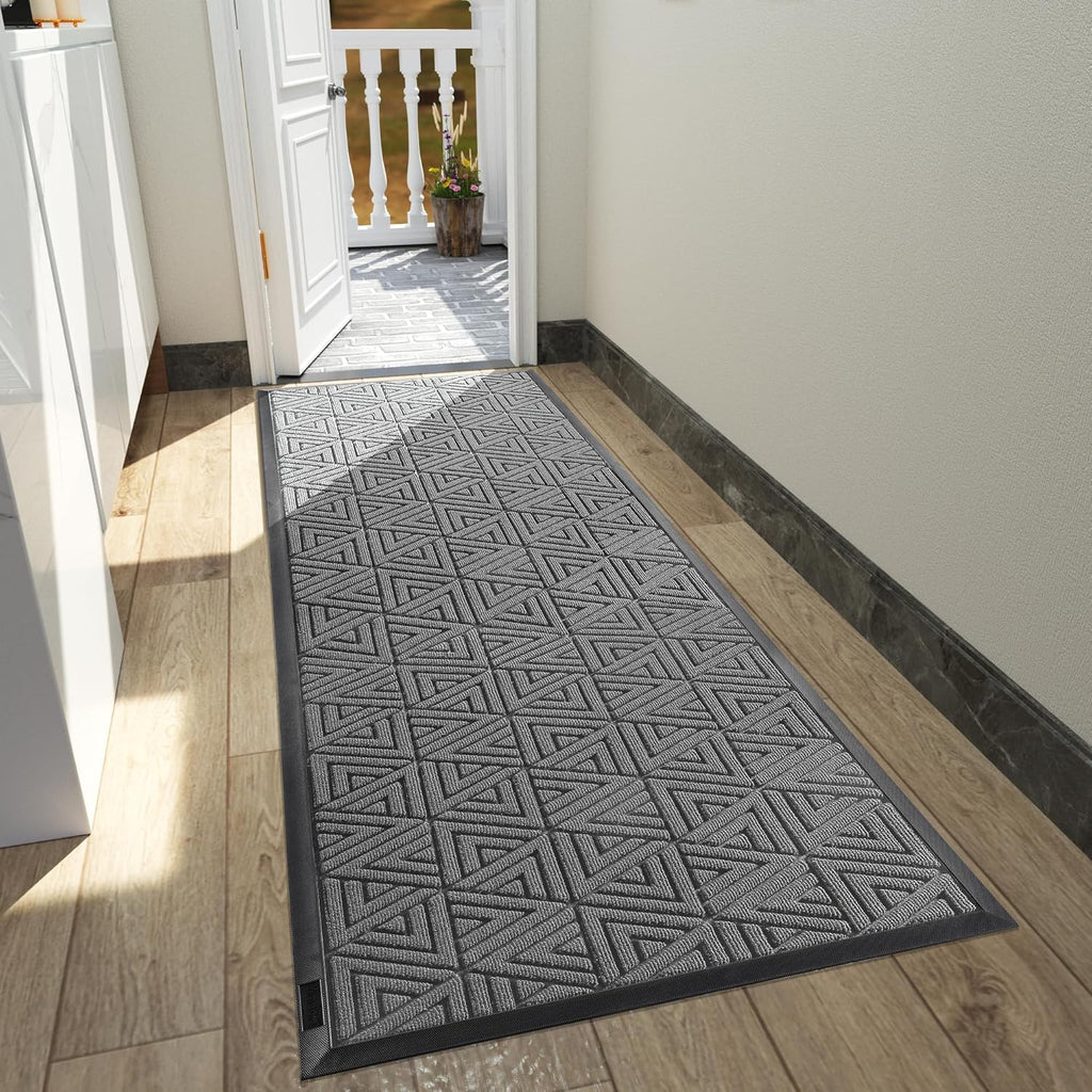 Yimobra Front Door Mat Outside Entrance 72 x 24, Waterproof and Washable Outdoor Mat, Non Slip Rubber Backing, Heavy Duty Welcome Matt for Home Entry Floor Porch Garage Office, Low Profile, Grey
