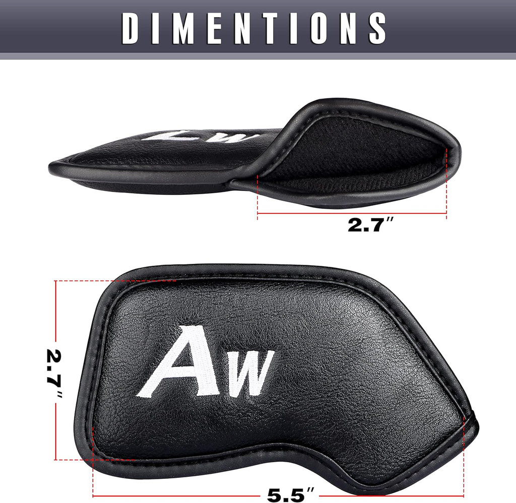 CHAMPKEY Premium Golf Club Covers for Men 12 Pack - Comfortable Polyurethane Golf Iron Covers - Ideal Golf Head Covers for Clubs