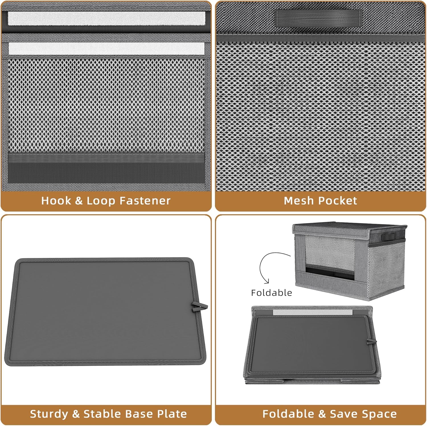 2 Pack Extra Large Trash Bag Holder Dispenser,Oxford Cloth Garbage Bag Storage Organizer with Mesh Pockets,Foldable Kitchen Trash Bag Holder Fits 33/30/13 Gallon Roll for Kitchen and Pantry