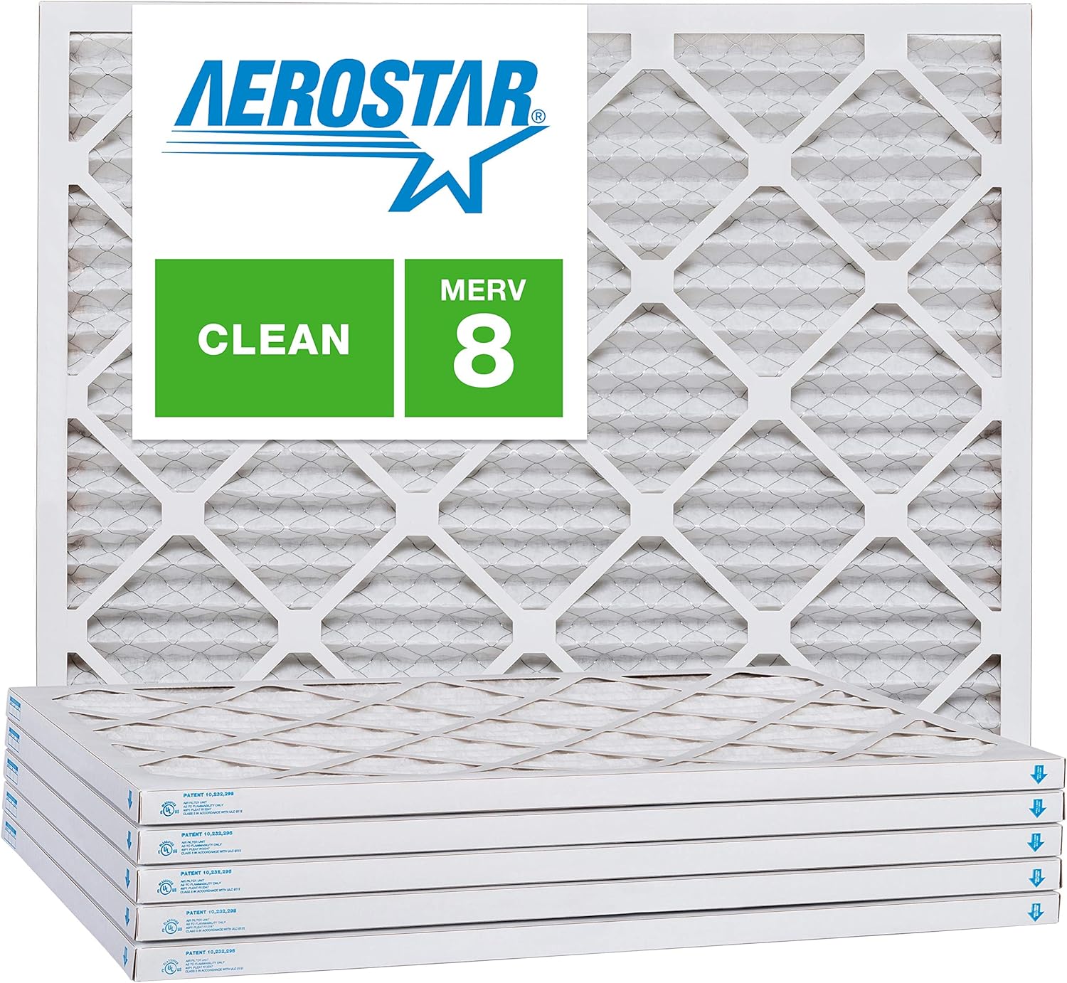Aerostar 8x16x1 MERV 8, Pleated Air Filter, 8x16x1, Box of 6, Made in the USA