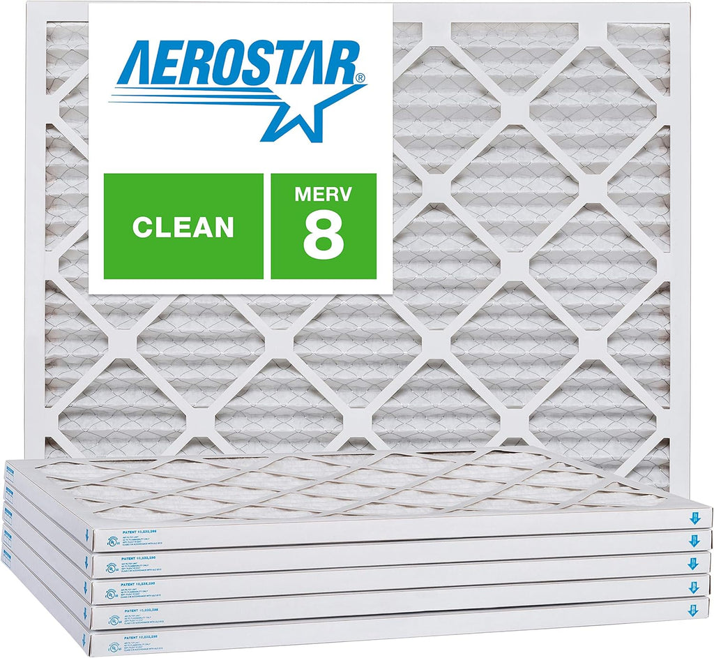 Aerostar 22x28x1 MERV 8, Pleated Air Filter, 22x28x1, Box of 6, Made in the USA