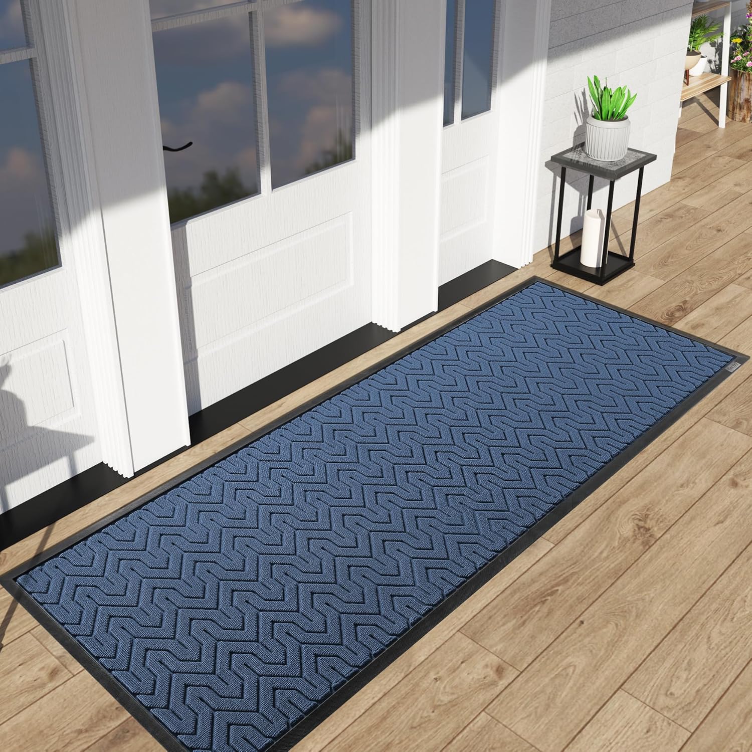 Yimobra 72x24 Indoor Outdoor Runner Rug, Heavy-Duty Waterproof Entrance Mat for High Traffic Areas, Commercial Grade Welcome Door Mat, Easy Clean, Blue