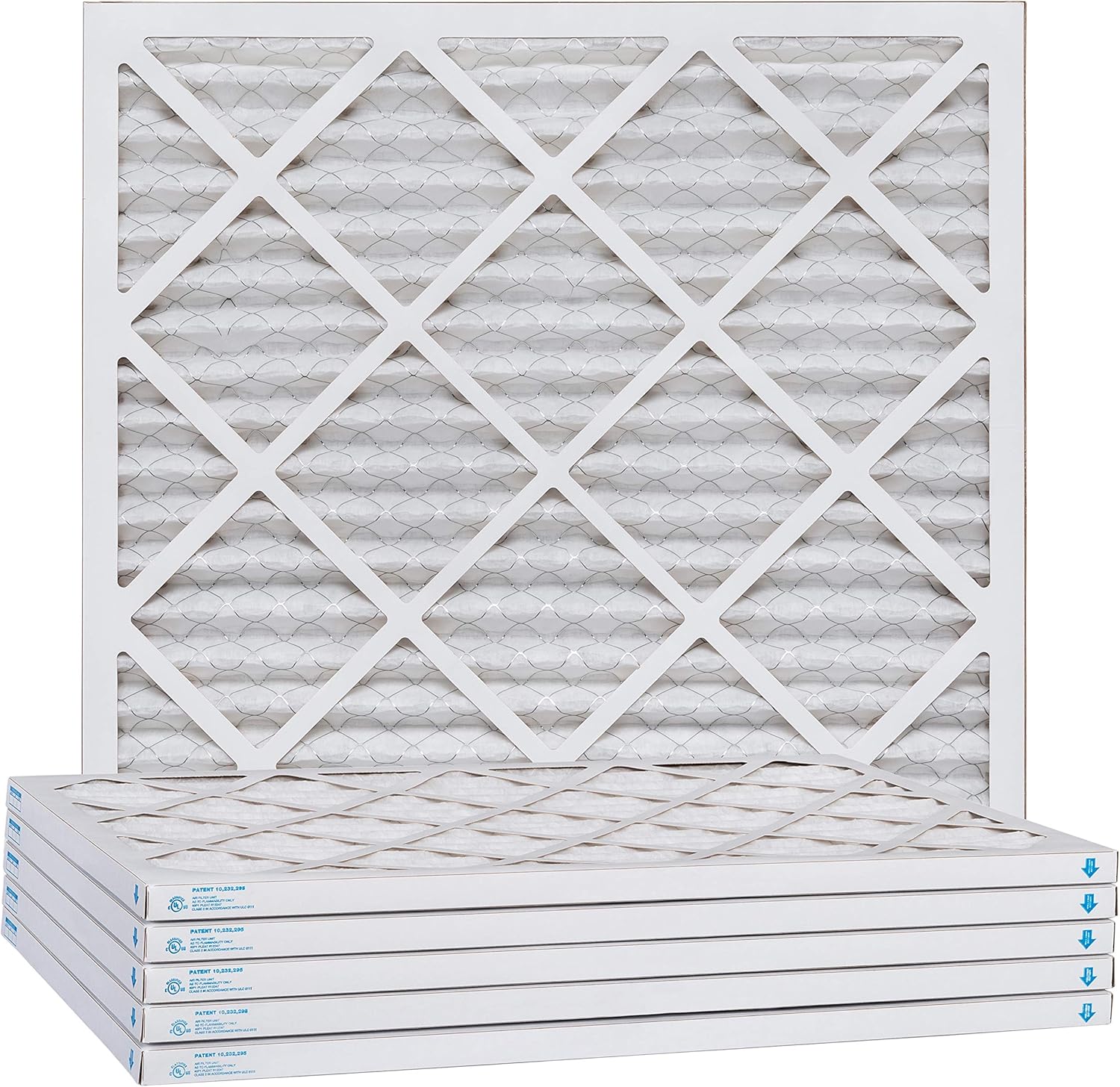 Aerostar 25x25x1 MERV 13, Pleated Air Filter, 24 1/2" x 24 1/2" x 3/4", Box of 6, Made in the USA
