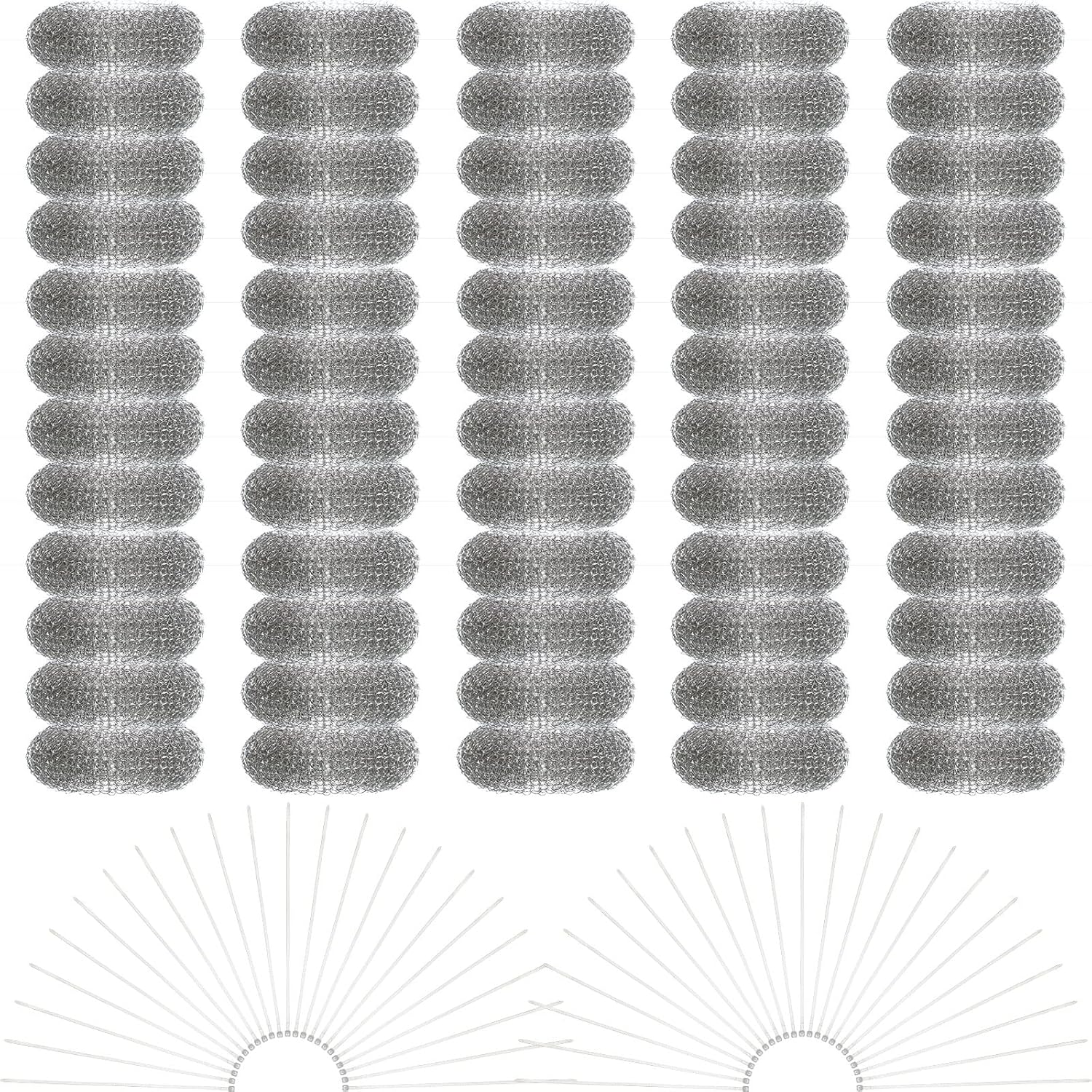 60 Pieces Washing Machine Lint Traps with 60 Cable Ties, Rust-Proof Stainless Steel Lint Traps Laundry Mesh Hose Filter Screen Catcher for Washing Machine Discharge Hoses