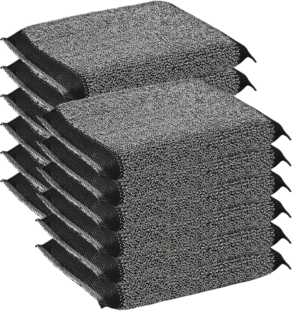 Steel Wool Scrub Sponges Kitchen, Reusable Dish Scrubber Sponge, for Pots, Pans, Gentle and Scratch Free - 12 Pack Black