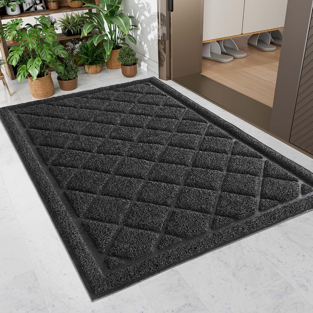 Front Door Mat Outside Entrance, 30" x 48" Heavy Duty All-Season All-Weather Waterproof Doormat Trap Dirt and Moisture Easy Clean Low Profile Patio Porch Entryway Mat