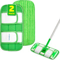 2 Pack Reusable Microfiber Mop Pads, Compatible with Swiffer Sweeper, Machine Washable Cloths, Refills for All Floor Cleaning, Hook and Loop, Wet Dry - 10"- 12"