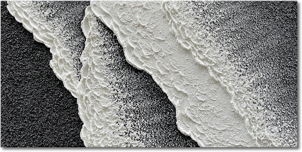 NANKAI Hand Painted black and white abstract canvas art oil painting waves landscape home wall decoration painting 24x48 inches