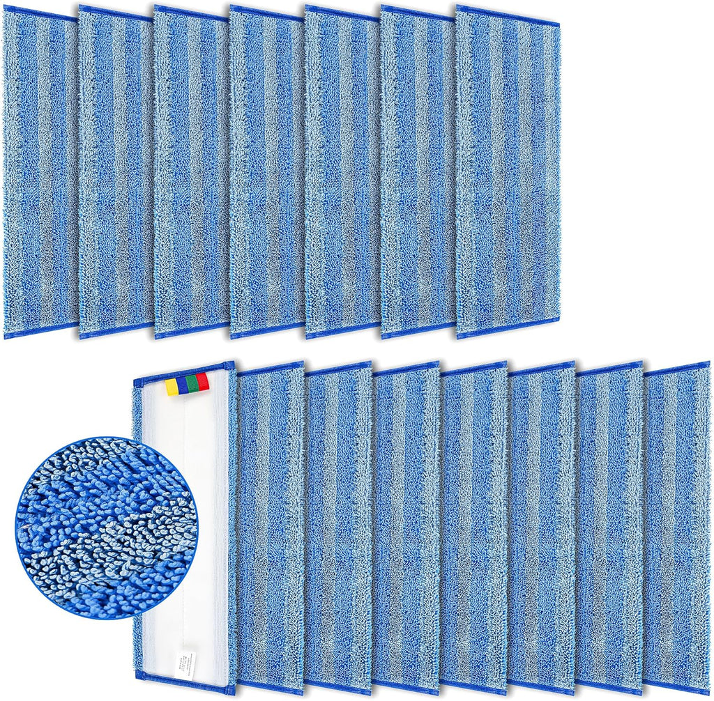 Replacement Microfiber Mop Pad – Universal 17-18" Heavy Duty Reusable Refill – Thick Commercial Cleaning Pad for Wet & Dry Use (15 Pack - 18in Flat Mop Head (Trapezoid))