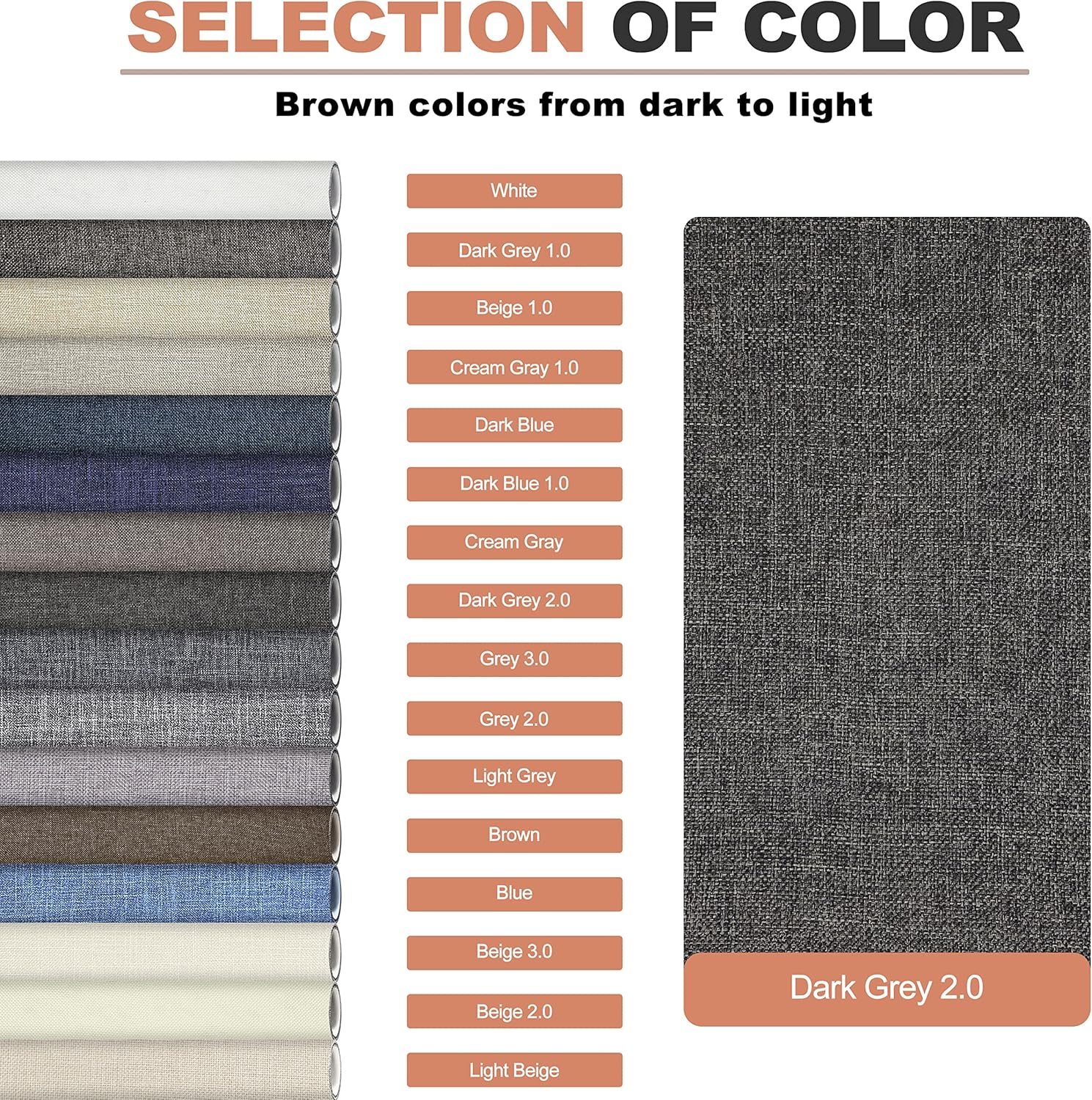 KING MOUNTAIN Fine Linen Repair Patches, Self-Adhesive Linen Fabric Patches, 12X40 inch Extra Size, Multi Color, Can be Used for Linen Sofa Repair and Linen Clothes Repair(12" x 40",Dark Grey 2.0)