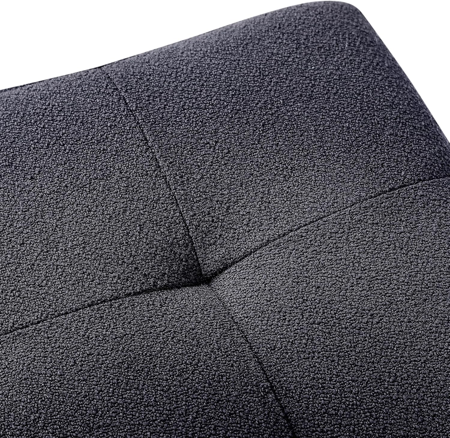 Adeco Fabric Storage Ottoman Bench with Solid Wood Legs, 17.7" Square Dark Grey Cotton Linen Cube Foot Stool, Upholstered Button Tufted Vanity Chair with Hinged Lid for Living Room, Bedroom, Dorm