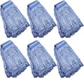 Mop Head Replacement Commercial Heavy Duty String Blue Wet Mop Heads for 3 Typs Commercial Mop Handle(6,Large,Weight 23oz)