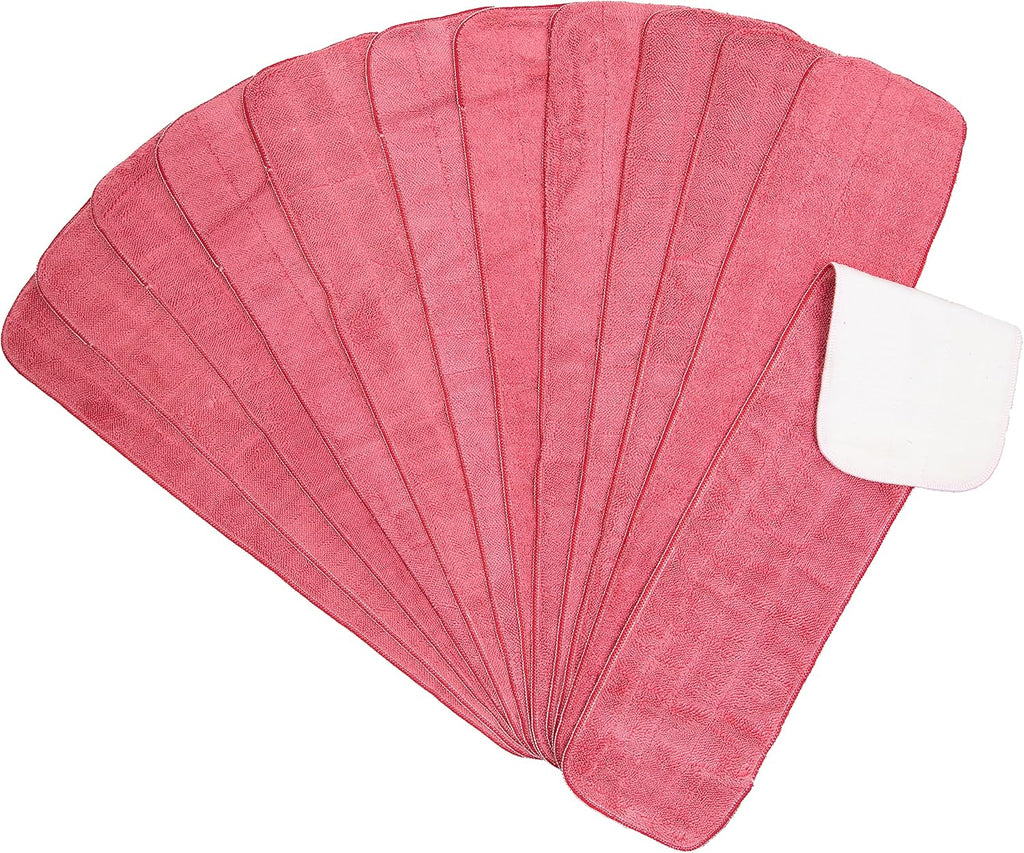 Arkwright Spray Mop Replacement Pads - (Pack of 12) Bulk Microfiber Flat Dry and Wet Refill Mop Pads Floor Cleaning, Compatible with Bona and Rubbermaid, Fits All Mop Heads, 24 in, Red