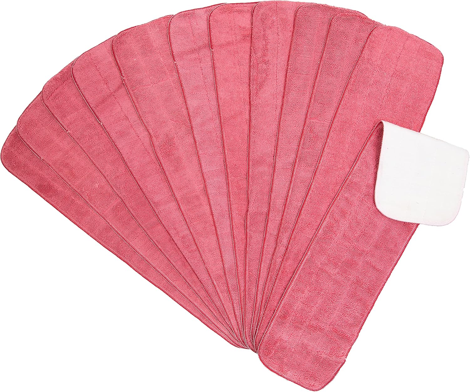 Arkwright Spray Mop Replacement Pads - (Pack of 12) Bulk Microfiber Flat Dry and Wet Refill Mop Pads Floor Cleaning, Compatible with Bona and Rubbermaid, Fits All Mop Heads, 24 in, Red