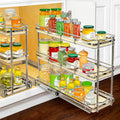 LYNK PROFESSIONAL® Élite™ Pull Out Spice Rack Organizer for Inside Kitchen Cabinets - 6"x21" - Slide Out Drawer – Wood/Chrome Sliding Spice Cabinet Organization Shelf Racks - 3 Tier