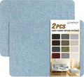 KING MOUNTAIN Fine Linen Fabric Patches, Self-Adhesive, 8x11 inch, 2 PCS, Multi Color, For Linen Sofa and Clothes Repair (Blue Grey, 8" x 11" - 2PCS)